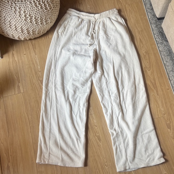 aerie Pants - aerie Cream Wide-Leg Cozy Sweatpants